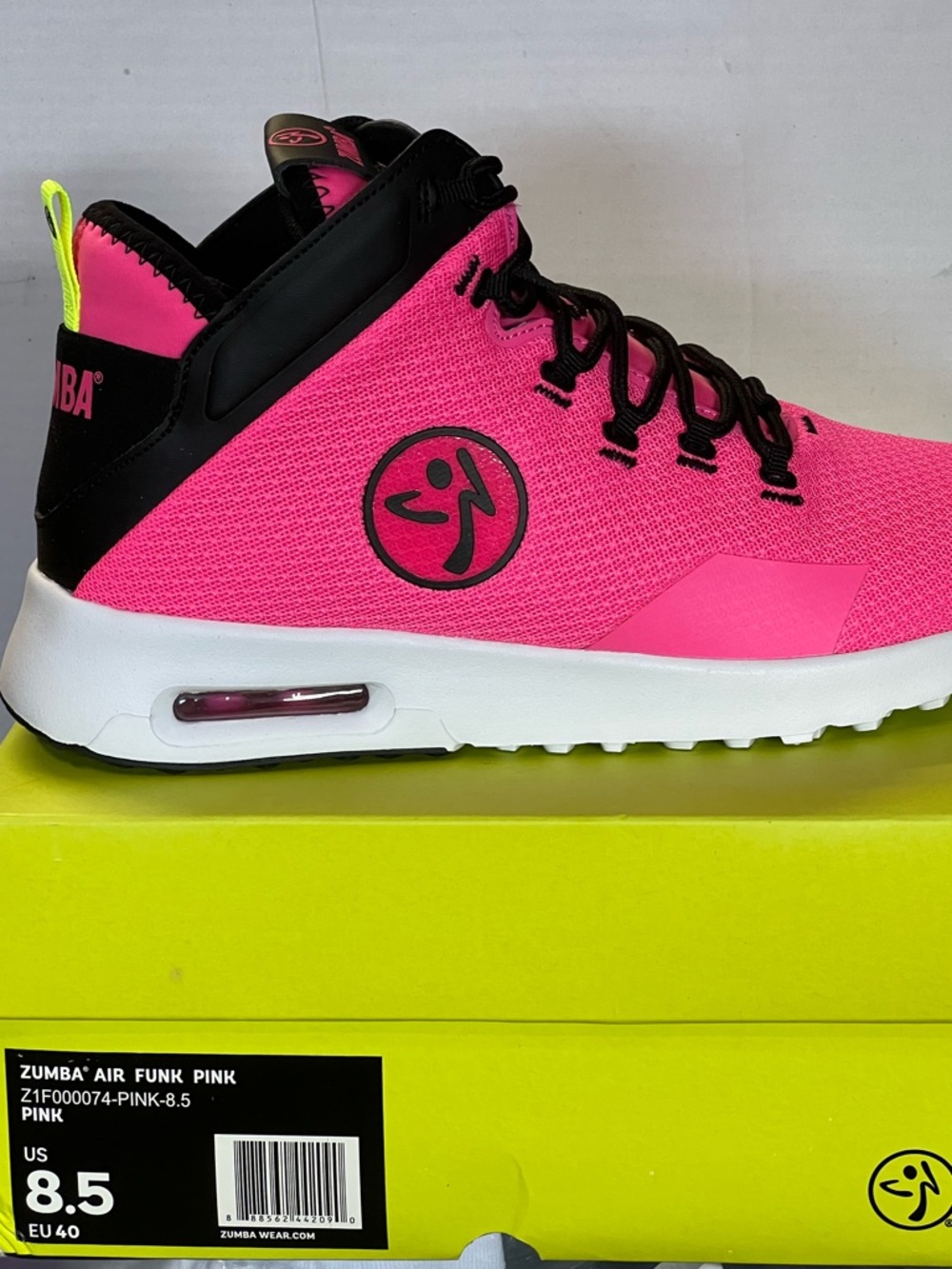 Zumba Fitness Pink and Black High-Top Sneakers with Neon Heel Tab